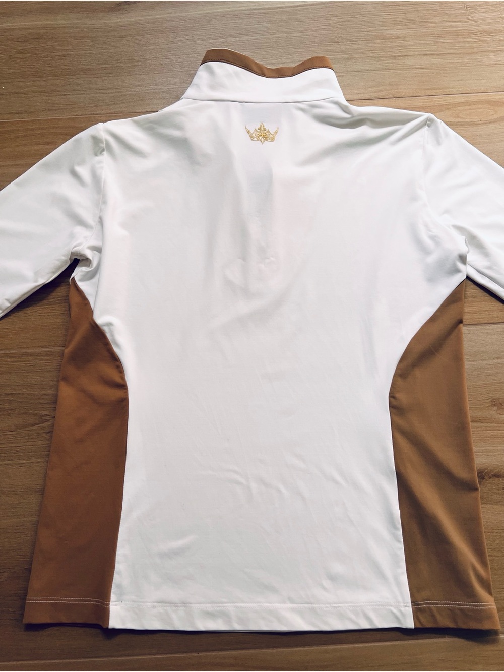 Brendratti Italy 46 White Camel Golf Quarter Zip Riri Crystal Pullover M/L - Picture 2 of 10